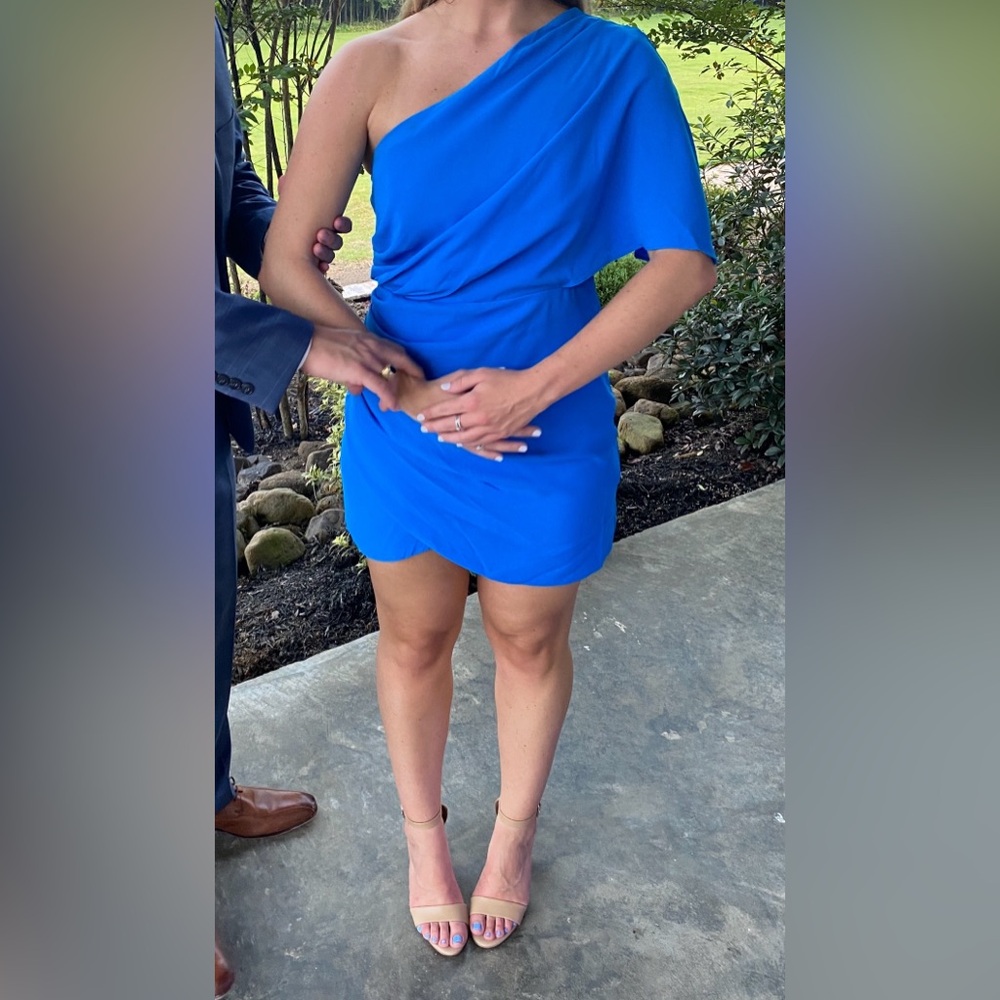 One-Shoulder Blue Cocktail Dress, Size L